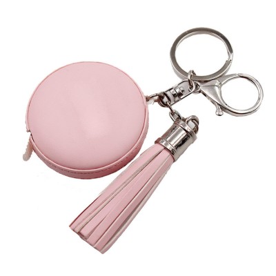 Custom Mini Retractable Tape Measure Leather 1.5m with Tassel Keyring